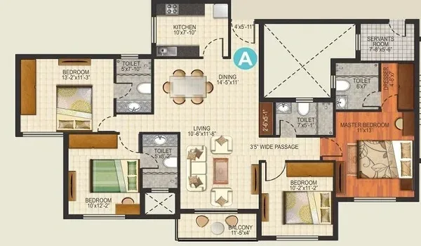 Godrej Peenya 4 BHK floor plan, 2,100 to 2,600 sq.ft. super built-up area